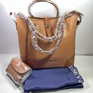 DOONEY & BOURKE Shelby Shopper Tan Shoulder Handbag Tote Leather LF36C